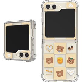 [S2B] Just for You Little Pet Checkerboard Galaxy Z Flip 5 Transparent Bulletproof Reinforced Case_Bumper Case, Transparent Case_Made in Korea